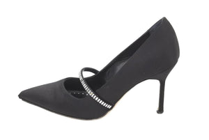 Manolo Blahnik マノロ ブラニク CRINA 36.5 LCRM 白 ホワイト スワロフスキー 中古 47577