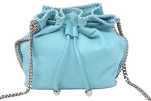 Load image into Gallery viewer, STELLA McCARTNEY ステラマッカートニー ショルダーバッグ 巾着バッグ チェーン ポリエステル ターコイズブルー 美品 中古 47581