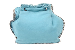 STELLA McCARTNEY ステラマッカートニー ショルダーバッグ 巾着バッグ チェーン ポリエステル ターコイズブルー 美品 中古 47581