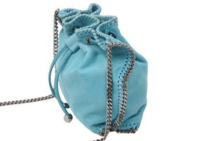 STELLA McCARTNEY ステラマッカートニー ショルダーバッグ 巾着バッグ チェーン ポリエステル ターコイズブルー 美品 中古 47581