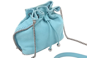 STELLA McCARTNEY ステラマッカートニー ショルダーバッグ 巾着バッグ チェーン ポリエステル ターコイズブルー 美品 中古 47581