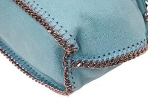 STELLA McCARTNEY ステラマッカートニー ショルダーバッグ 巾着バッグ チェーン ポリエステル ターコイズブルー 美品 中古 47581