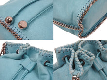 Load image into Gallery viewer, STELLA McCARTNEY ステラマッカートニー ショルダーバッグ 巾着バッグ チェーン ポリエステル ターコイズブルー 美品 中古 47581