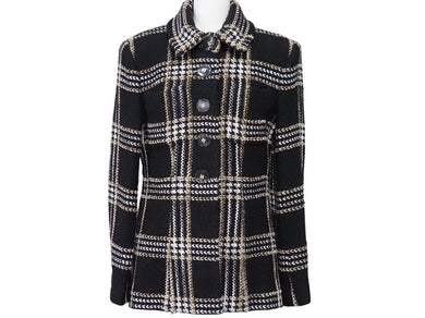 CHANEL シャネル ツイードジャケット ココマークボタン P56957V42880 17A ブラック ベージュ ホワイト サイズ40 美品 中古 47588