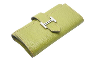 HERMES エルメス ベアン キーケース アニスグリーン □K刻 シェーブル 小物 ロゴ 良好 中古 47732