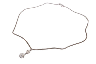 CHANEL シャネル ココマーク ミラーボールネックレス シルバー レディース チェーン ラインストーン 08V 5g 美品 中古 47746