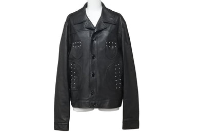 CELINE セリーヌ ライダースジャケット 20AW スタッズ レザージャケット ブラック サイズ50 2E686269LL 中古 47761