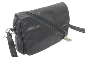 GIANNI VERSACE ジャンニヴェルサーチ ショルダーバッグ 肩掛けバッグ レザー ブラック シルバー金具 良品 中古 47774