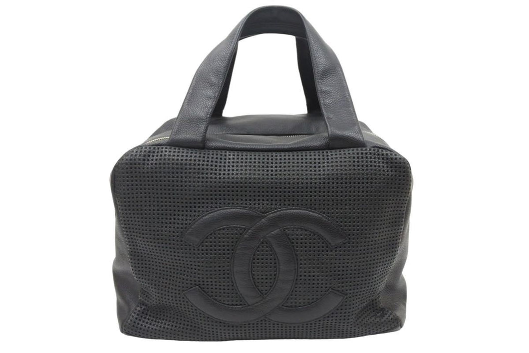 CHANEL シャネル ココマーク ハンドバッグ ミニボストンバッグ キャビアスキン 9番台 ブラック シルバー金具 美品 中古 47792