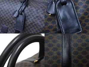 CELINE セリーヌ ボストンバッグ45 ハンドバッグ オールドセリーヌ マカダム ヴィンテージ ブラック PVC レザー 良品 中古 47820