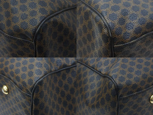CELINE セリーヌ ボストンバッグ45 ハンドバッグ オールドセリーヌ マカダム ヴィンテージ ブラック PVC レザー 良品 中古 47820