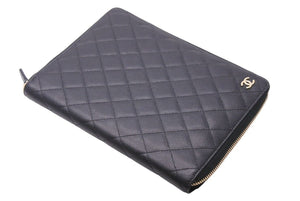 極美品 CHANEL シャネル ココマーク マトラッセ カードケース 名刺入れ 6番台 キャビアスキン ブラック 中古 47847