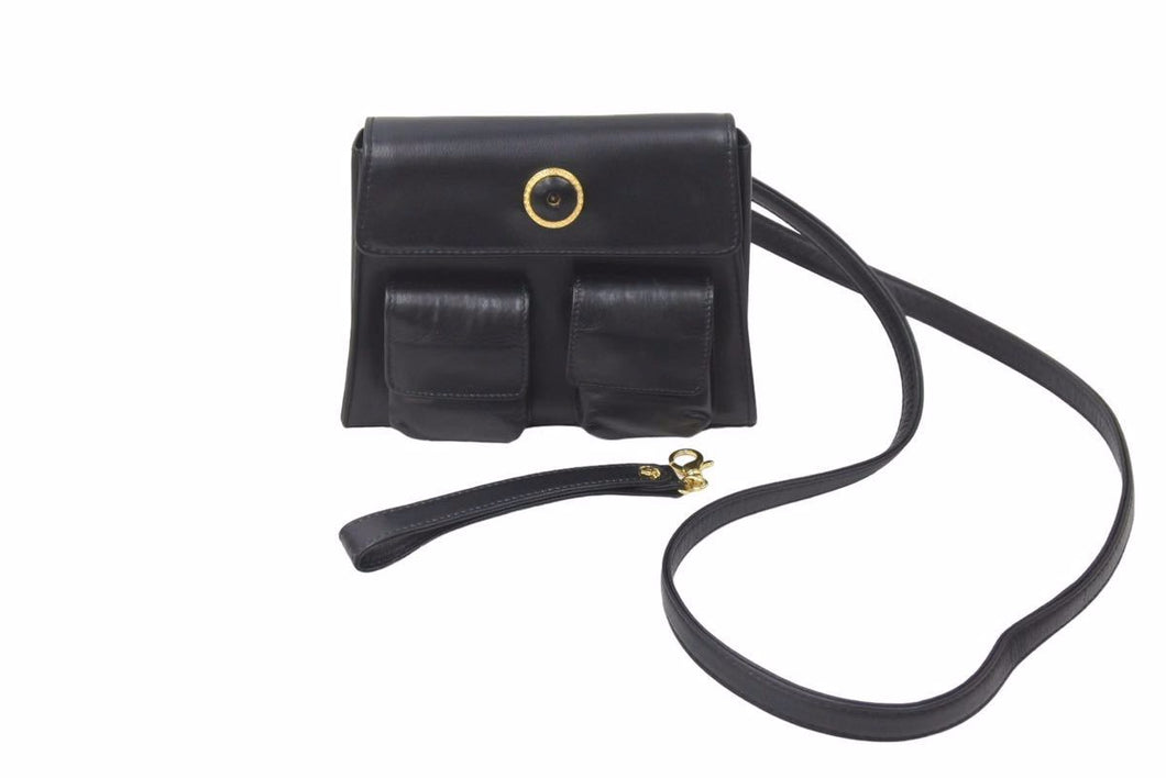 VERSACE ヴェルサーチ ハンドバッグ ショルダーバッグ ブラックショルダーストラップ 保存袋付き 良品 中古 47884 