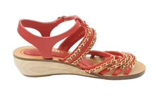 Load image into Gallery viewer, CHANEL シャネル ウッドサンダル ココマーク付き ラウンドトゥ レディース チェーン レザー レッド 36C 20P G35868 美品 中古 47915