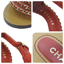 Load image into Gallery viewer, CHANEL シャネル ウッドサンダル ココマーク付き ラウンドトゥ レディース チェーン レザー レッド 36C 20P G35868 美品 中古 47915