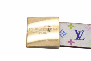 LouisVuitton ルイヴィトン サンチュール ベルト M9270U LB1004 ホワイト マルチカラー ゴールド金具 サイズ90/36 中古 47921