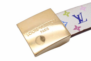 LouisVuitton ルイヴィトン サンチュール ベルト M9270U LB1004 ホワイト マルチカラー ゴールド金具 サイズ90/36 中古 47921