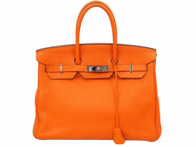 Load image into Gallery viewer, HERMES エルメス BIRKIN バーキン35 オレンジ シルバー金具 トゴ ハンドバッグ □R刻印 中古 47947 正規品