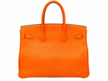 Load image into Gallery viewer, HERMES エルメス BIRKIN バーキン35 オレンジ シルバー金具 トゴ ハンドバッグ □R刻印 中古 47947 正規品