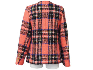 GUCCI グッチ タータン 金ボタン ウール ツイードジャケット ピンク 711528 ウール ナイロン 美品 中古 47955 