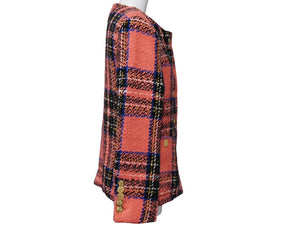 GUCCI グッチ タータン 金ボタン ウール ツイードジャケット ピンク 711528 ウール ナイロン 美品 中古 47955 