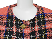 画像をギャラリービューアに読み込む, GUCCI グッチ タータン 金ボタン ウール ツイードジャケット ピンク 711528 ウール ナイロン 美品 中古 47955 