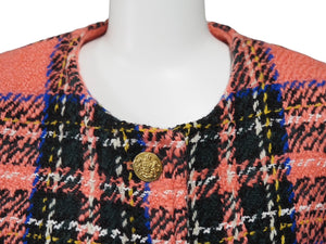 GUCCI グッチ タータン 金ボタン ウール ツイードジャケット ピンク 711528 ウール ナイロン 美品 中古 47955 