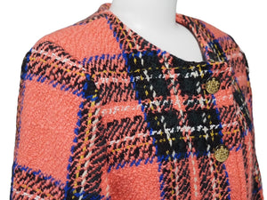 GUCCI グッチ タータン 金ボタン ウール ツイードジャケット ピンク 711528 ウール ナイロン 美品 中古 47955 