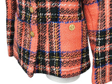 画像をギャラリービューアに読み込む, GUCCI グッチ タータン 金ボタン ウール ツイードジャケット ピンク 711528 ウール ナイロン 美品 中古 47955 