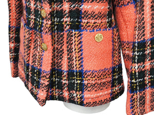 GUCCI グッチ タータン 金ボタン ウール ツイードジャケット ピンク 711528 ウール ナイロン 美品 中古 47955 