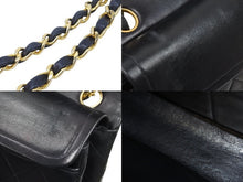 Load image into Gallery viewer, CHANEL シャネル マトラッセWフラップチェーンショルダーバッグ 0番台 ラムスキン 23cm ネイビー ゴールド金具 美品 中古 47974