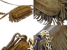 Load image into Gallery viewer, YVES SAINT LAURENT イヴ・サンローラン ショルダーバッグ フリンジ シルク スウェード ブラウン ゴールド金具 美品 中古 47977