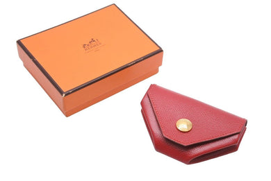 HERMES エルメス コインケース ルヴァンキャトル ルージュヴィフ シェブルミゾル ○W刻印 ゴールド金具 保存箱有り 美品 中古 47997