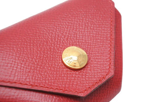 HERMES エルメス コインケース ルヴァンキャトル ルージュヴィフ シェブルミゾル ○W刻印 ゴールド金具 保存箱有り 美品 中古 47997
