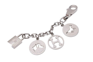 HERMES エルメス アミュレット4 ブルロック バッグチャーム キーホルダー 50g ドッグ ホース H メタル シルバー 美品 中古 47998