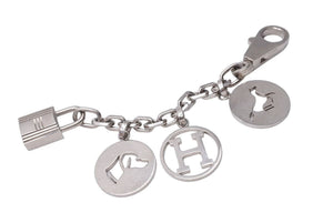 HERMES エルメス アミュレット4 ブルロック バッグチャーム キーホルダー 50g ドッグ ホース H メタル シルバー 美品 中古 47998