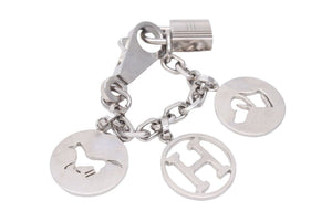 HERMES エルメス アミュレット4 ブルロック バッグチャーム キーホルダー 50g ドッグ ホース H メタル シルバー 美品 中古 47998