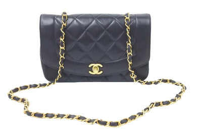 CHANEL シャネル ヴィンテージ ダイアナ22 マトラッセチェーンショルダーバッグ 2番台 ブラック ゴールド金具 美品 中古 48008