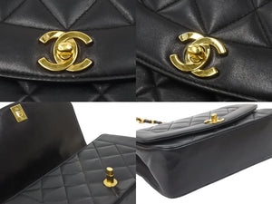 CHANEL シャネル ヴィンテージ ダイアナ22 マトラッセチェーンショルダーバッグ 2番台 ブラック ゴールド金具 美品 中古 48008