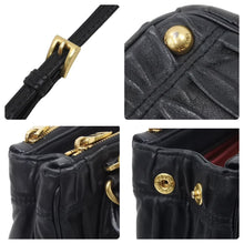 Load image into Gallery viewer, PRADA プラダ ゴーフル ギャザー 2WAYミニハンドバッグ ショルダーバッグ トライアングルロゴ BH907 ブラック 美品 中古 48035