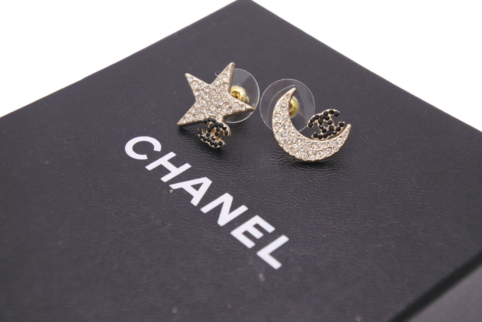 希少 CHANEL シャネル ピアス レア ラインストーン スター ムーン 星