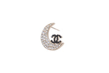 Load image into Gallery viewer, 希少 CHANEL シャネル ピアス レア ラインストーン スター ムーン 星 三日月 黒ストーン ココマーク 08Pゴールド 中古 48048