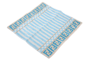 FENDI フェンディ ハンカチ ズッカ柄 コットン ブルー ホワイト ベージュ 美品 中古 48064