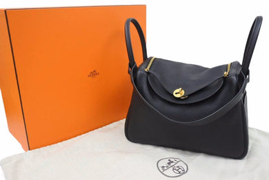 エルメス 2WAYバッグ リンディ30 ブラック トリヨンクレマンス Y刻印 黒 ゴールド 美品 中古 48078