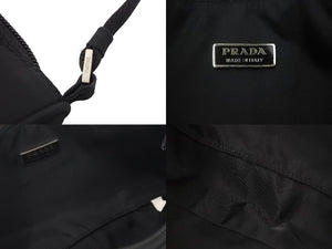 PRADA プラダ アクセサリーポーチ NERO ハンドバッグ ナイロン 小物入れ ロゴ プレート MV633 美品 中古 48091