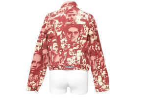 Jean Paul GAULTIER ジャンポール・ゴルチェ フェイスプリントデニムジャケット ボルドー ホワイト サイズ42 美品 中古 48105 