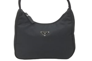 PRADA プラダ ハンドバッグ テスート ナイロン ブラック 三角ロゴ シルバー金具 美品 中古 48116