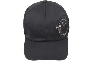 Dior ディオール キャップ CDロゴ 023C909G0193 ポリエステル コットン レザー ブラック シルバー金具 L 美品 中古 48142