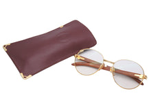 Load image into Gallery viewer, Cartier カルティエ メガネ 眼鏡 ウッドテンプル サングラス アイウェア 度あり カラーレンズ 135b 55□18 美品 中古 48148