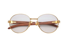 Load image into Gallery viewer, Cartier カルティエ メガネ 眼鏡 ウッドテンプル サングラス アイウェア 度あり カラーレンズ 135b 55□18 美品 中古 48148